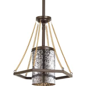 Indi Collection 1-Light Antique Bronze Mini Pendant with Antique Mirrored Glass