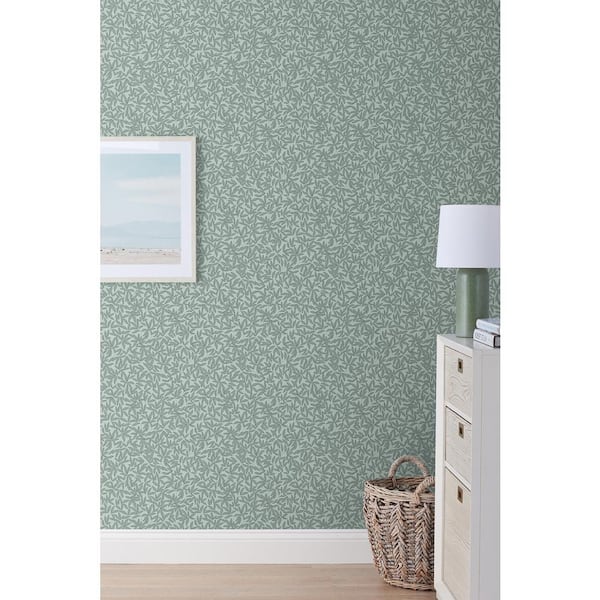 Scattered Leaf Green Peel and Stick Wallpaper Panel (Covers 26 sq. ft)