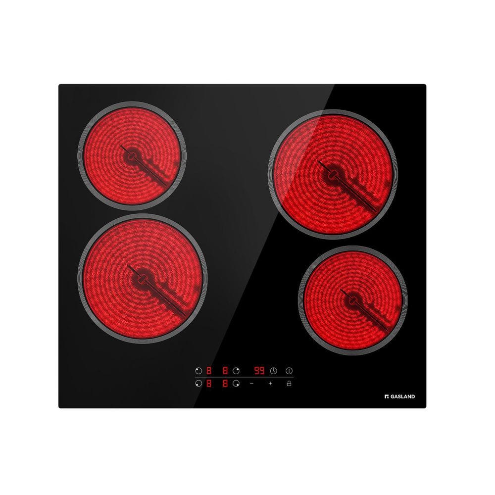 22 in. 4 Elements Ceramic Surface in Black with Timer and Safety Lock