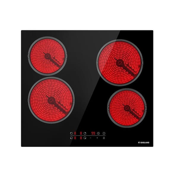 22 in. 4 Elements Ceramic Surface in Black with Timer and Safety Lock
