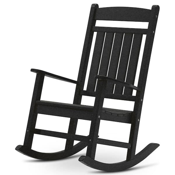 Durogreen Classic Rocker Black Plastic, Black Plastic Outdoor Rocking Chairs