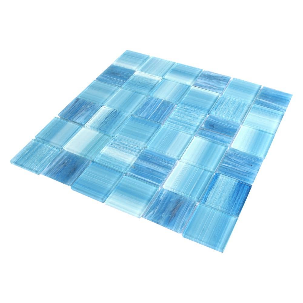 Toluca 12'' x 12'' Polished Blue Glass Mosaic Tile