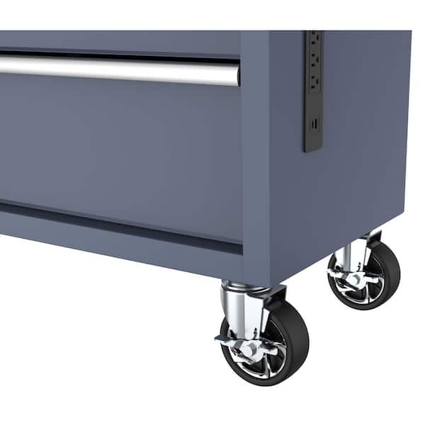 Husky Standard-Duty 46 in. W 9-Drawer Gloss Cadet Gray Mobile