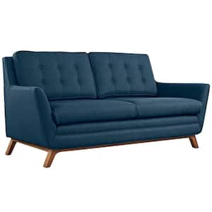 Beguile 72 in. Azure Polyester 2-Seat Loveseat with Wooden Legs