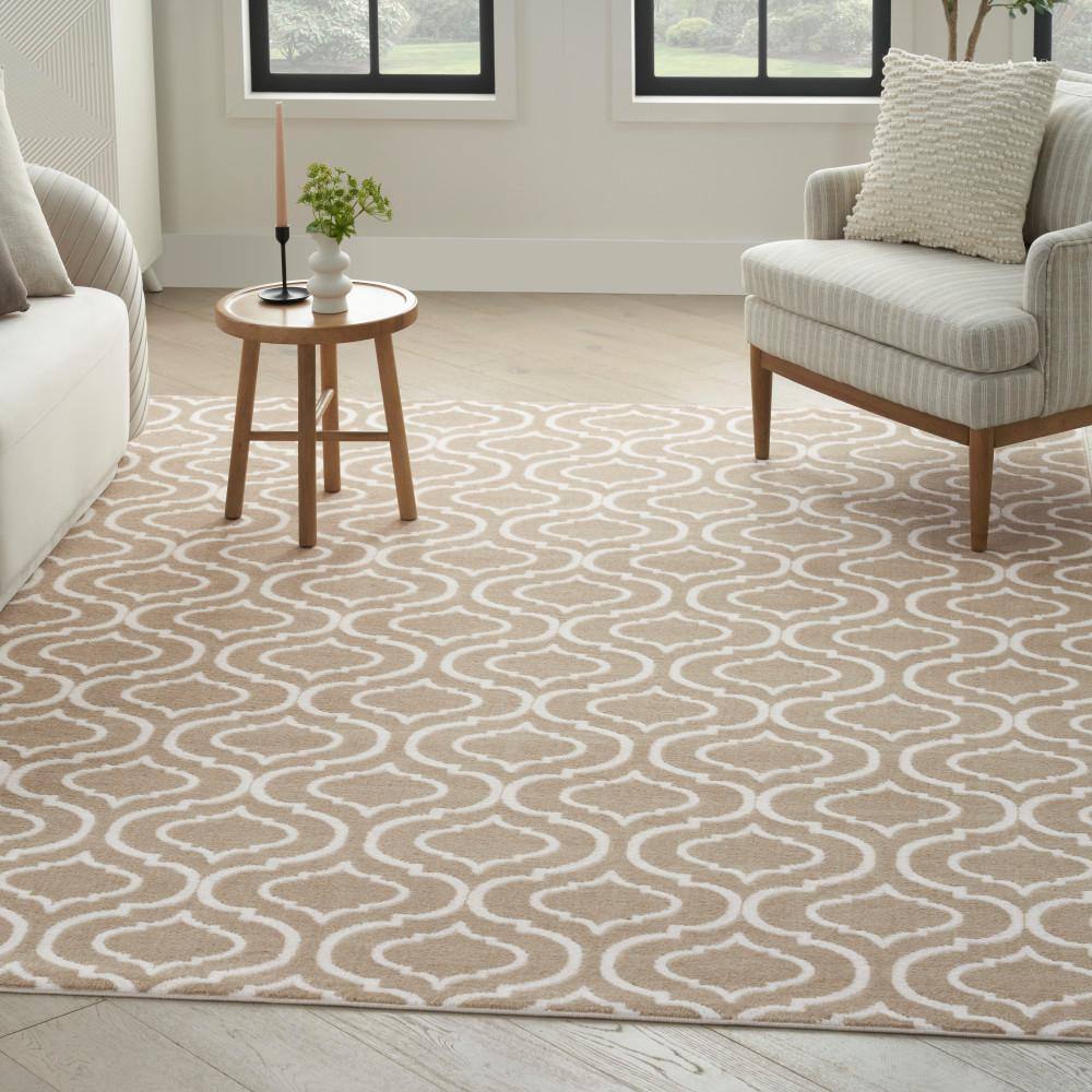 Taupe Synthetic Trellis Rectangular Area Rug 8' x 10'