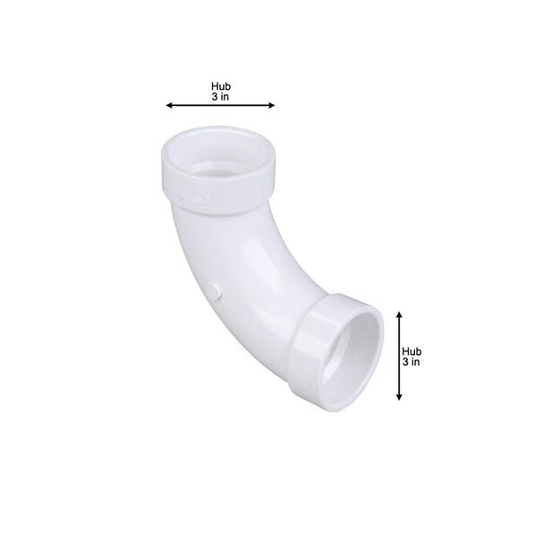 Nibco 3 In Pvc Dwv 90 Degree Hub X Hub Long Turn Elbow Fitting C4807lthd3 The Home Depot