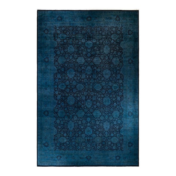 Overdyed Navy 12 ft. x 18 ft. Solid Wool Indoor Area Rug