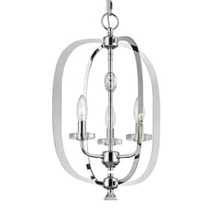 Orleans 3-Light Polished Nickel with Crystal Bobeche Pendant