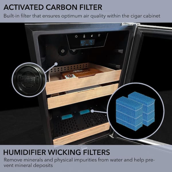 14" 4.2 cu. ft. 650-count Cigar Cooler Humidor Spanish Cedar Shelves Stainless Steel Digital Controls