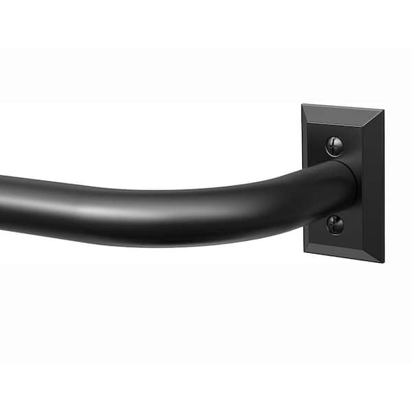 28 in. - 48 in. Adjustable 1 in. Single Curtain Rod in Black with Finial