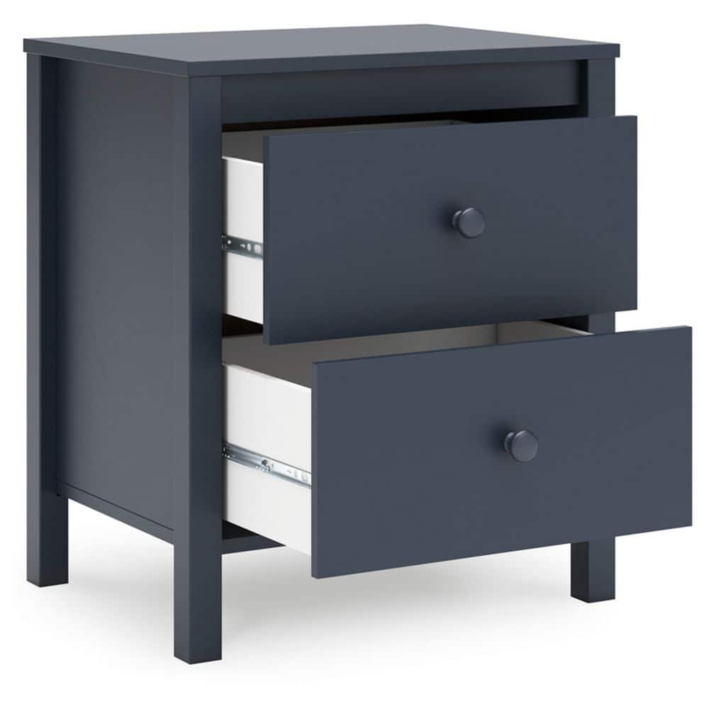 Navy Blue Transitional 2-Drawer Nightstand