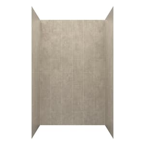 Jet Coat 48 in. W x 78 in. H x 34 in. D 5-Piece Composite Glue Up Adhesive Alcove Shower Wall Surround in Shale