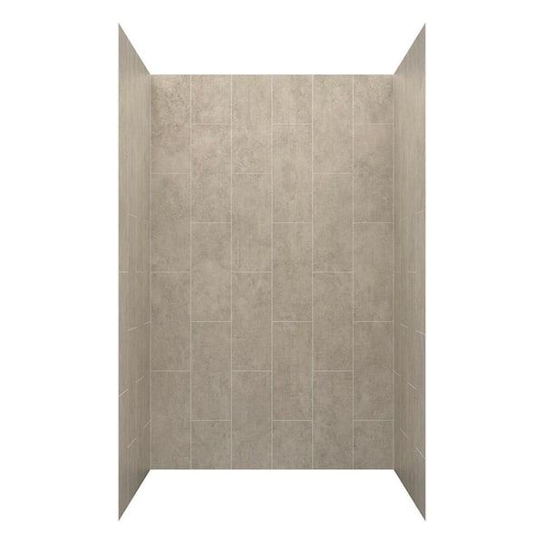 CRAFT + MAIN Jet Coat 48 in. W x 78 in. H x 34 in. D 5-Piece Composite Glue Up Adhesive Alcove Shower Wall Surround in Shale