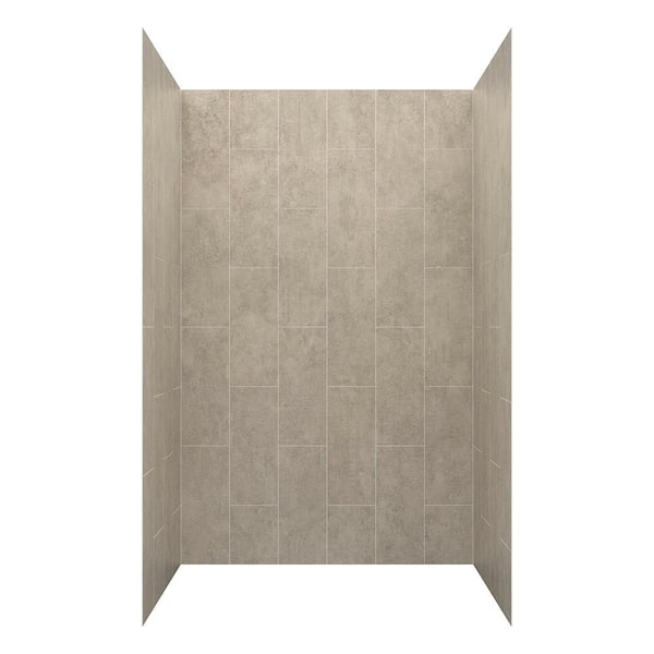 JETCOAT 48 in. W x 78 in. H x 34 in. D 5-Piece Composite Glue Up Adhesive Alcove Shower Wall Surround in Shale
