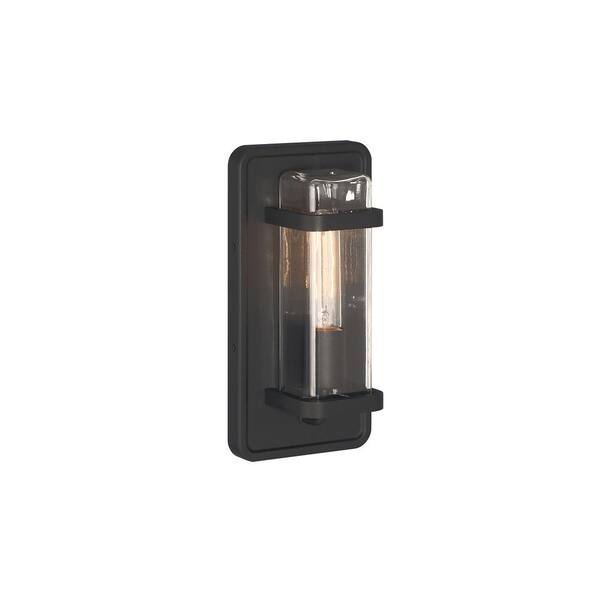 Designers Fountain - Pearl Street Black 1-Light Outdoor Line Voltage Hardwired Porch Light Wall Sconce with No Bulbs Included