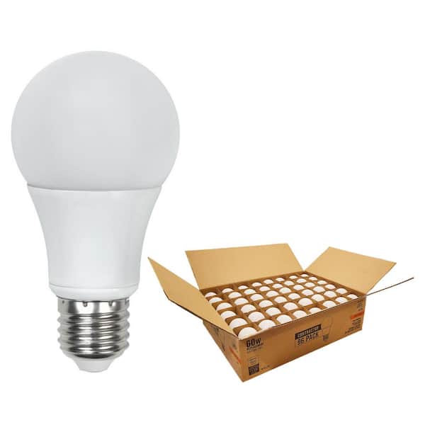 EcoSmart 60-Watt Equivalent A19 Non Dimmable CEC Title 20 Contractor Pro Pack LED Light Bulb Soft White 2700K (96-Pack)