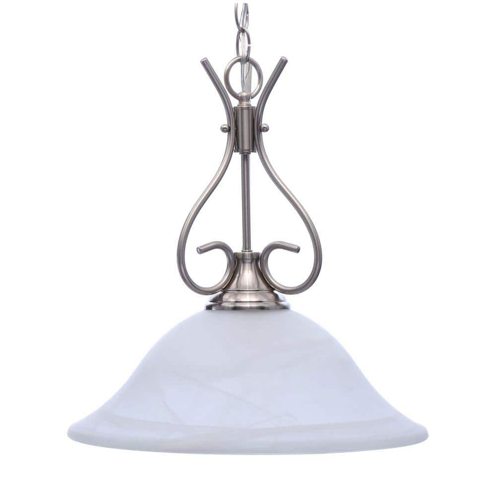 Brushed Nickel Alabaster Glass 18" Pendant Light