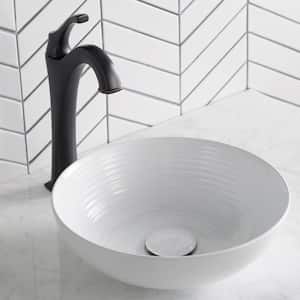 Viva 13 in. Round Porcelain Ceramic Vessel Sink with Pop-Up Drain in White