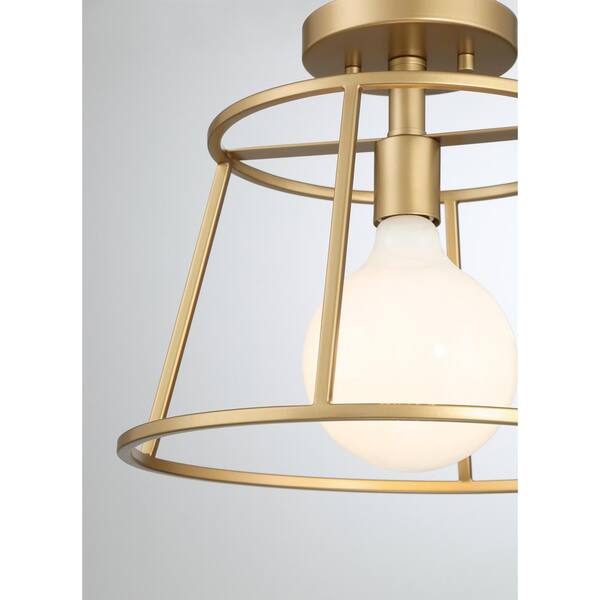 Hampton Bay Rustin 13 in. 1-Light Vintage Gold Round Open