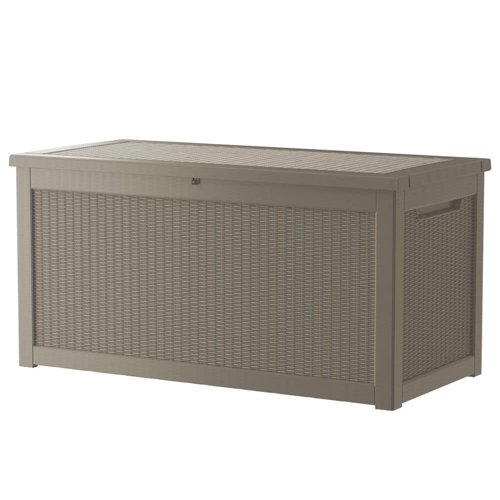 Kadehome 260 gal. Light Brown Resin Deck Box Waterproof Outdoor Storage Deck Box for Furniture Cushions, Tools, Pool Supplies KA-BD260G0LB1