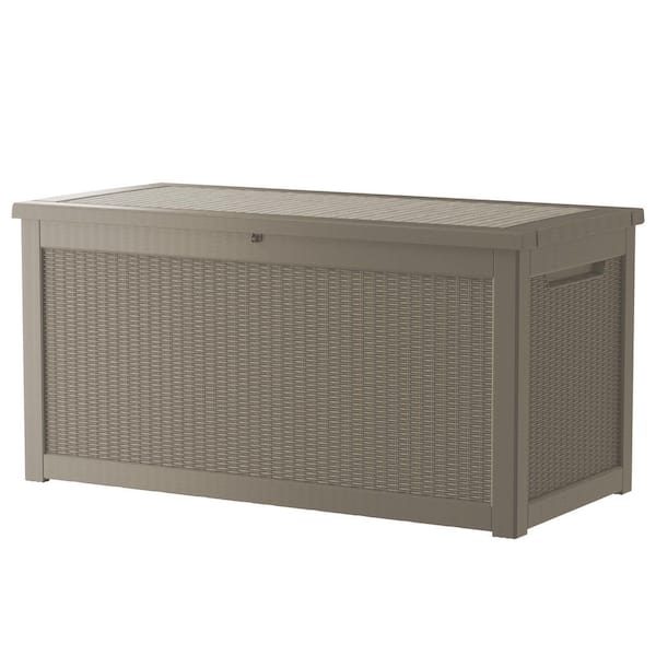 260 Gal. Light Brown Resin Deck Box Waterproof Outdoor Storage Deck Box for Furniture Cushions, Tools, Pool Supplies