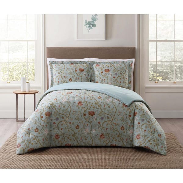 Style 212 Bedford 3-Piece Blue Floral King Comforter Set