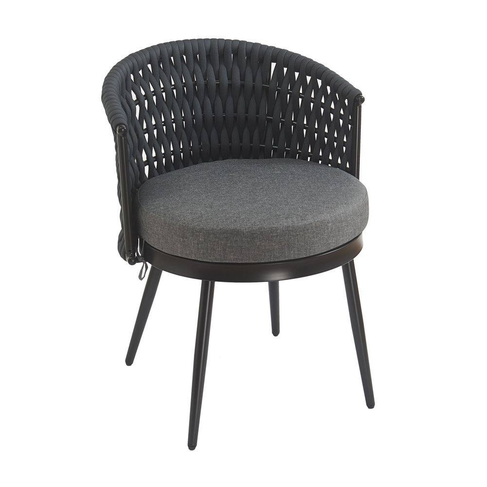 2-Piece Outdoor Patio Furniture Metal and Rope Dining Chairs Patio Chairs with Cushions, Dark Gray price history on PriceWatchPro