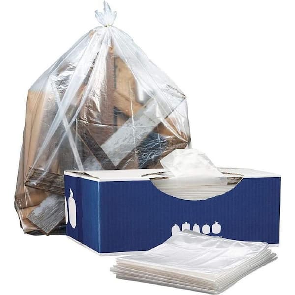 32-33 Gallon Clear Trash Bags, (Value Pack 100 Bags w/Ties) Large Clear  Plastic Recycling
