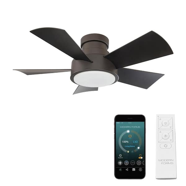Vox 38 in. 5-Blade Smart Indoor/Outdoor Bronze Flush Mount Ceiling Fan w/ 3500K Integrated LED Remote included