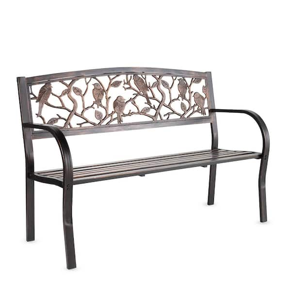 Evergreen 45 in. Metal Outdoor Flock Friends Garden Bench