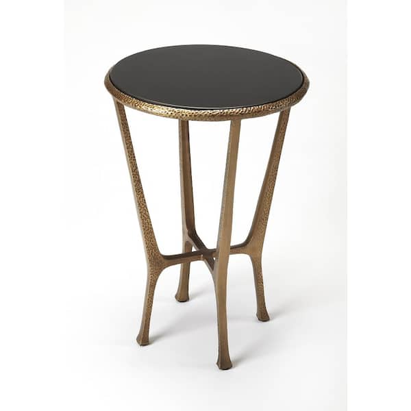 Butler Specialty Company Flavio 16 in. W Multi-Color Round Marble and Metal End/Side Table