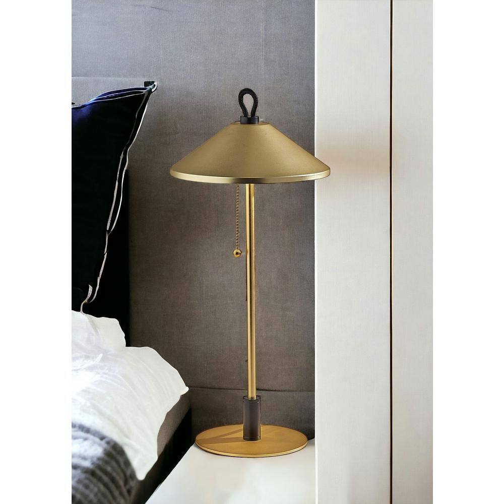 19.75" Black and Gold Metal Desk Lamp with Cone Shade