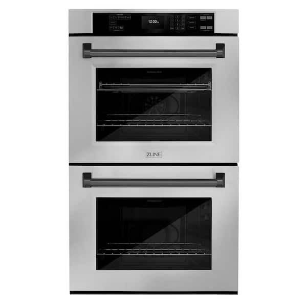 ZLINE Kitchen and Bath Autograph Edition 30 in. Electric Double Wall Oven with Convection in Stainless Steel and Black Matte