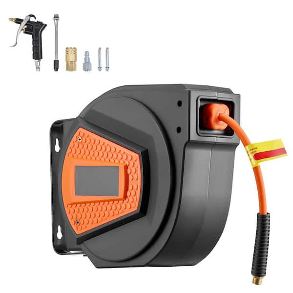 Retractable Air Hose Reel, 1/4 in. x 50 ft. Hybrid Air Hose Max 300PSI, Air-Compressor Hoses Reel with 6.6 ft. Lead in