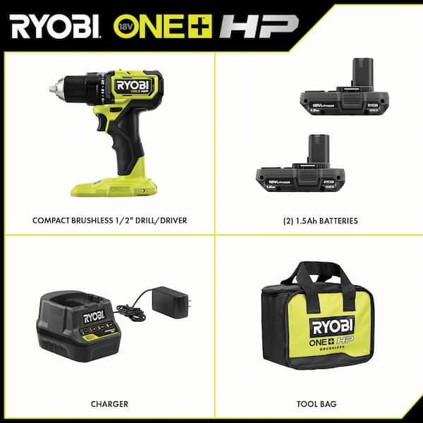 RYOBI ONE+ HP 18V Brushless Cordless Compact 1/2 in. Drill/Driver 