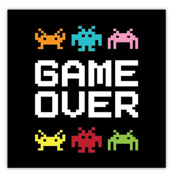 GAME OVER Gallery-Wrapped Canvas Wall Art Unframed Abstract Art Print 30 in. x 30 in.