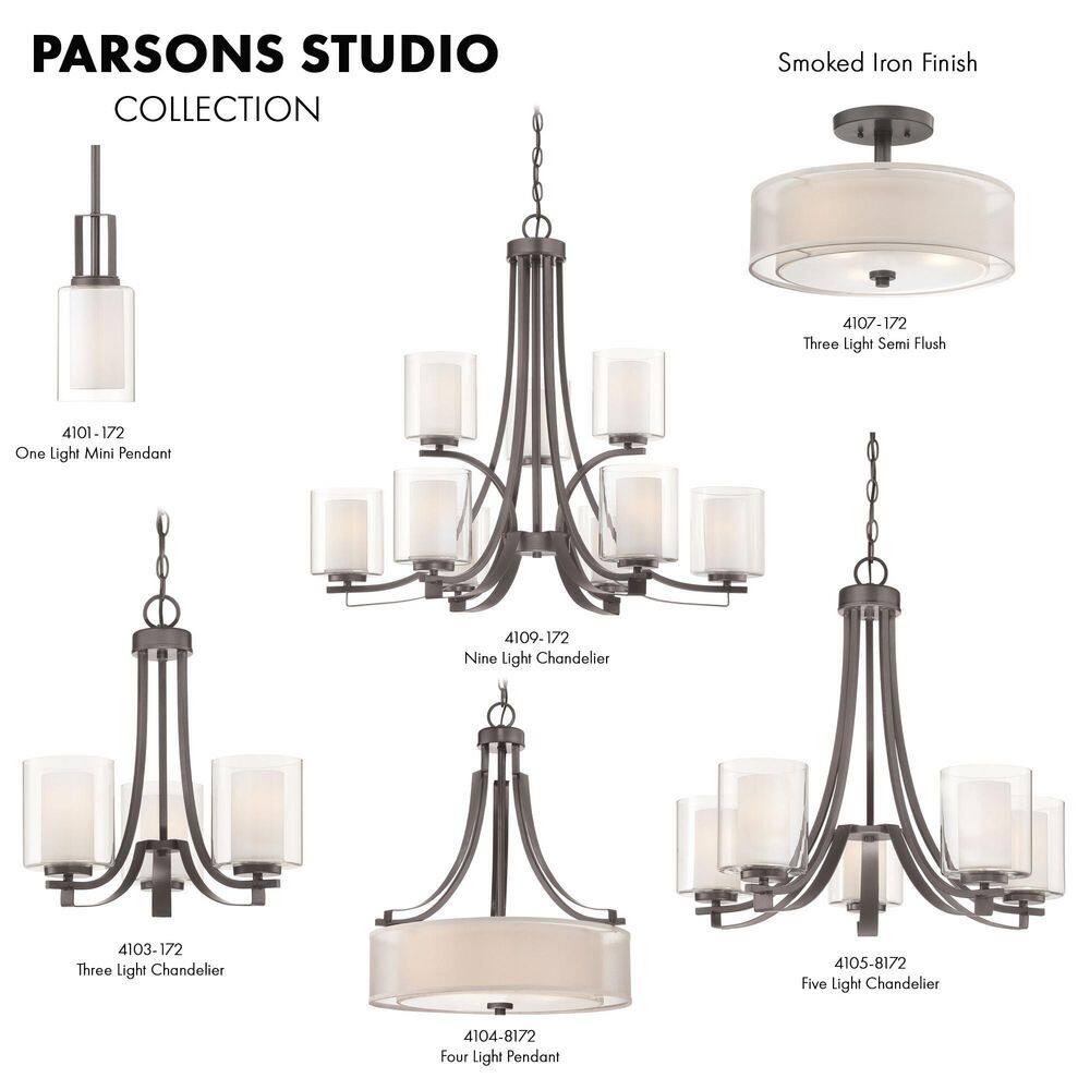 Cosmopolitan Smoked Iron 3-Light Drum Ceiling Light with Glass Diffuser