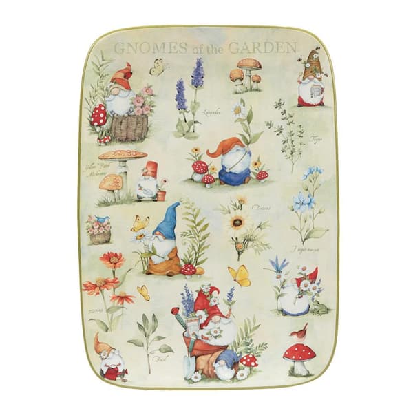 Certified International Garden Gnomes 10 in. Assorted Colors Earthenware Rectangular Platter