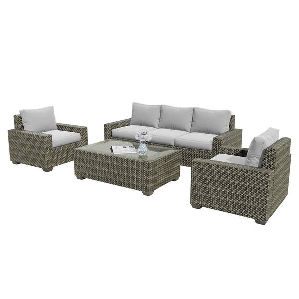 Uixe 6-Piece Rattan 5-Seat Wicker Outdoor Sectional Seating Group ...