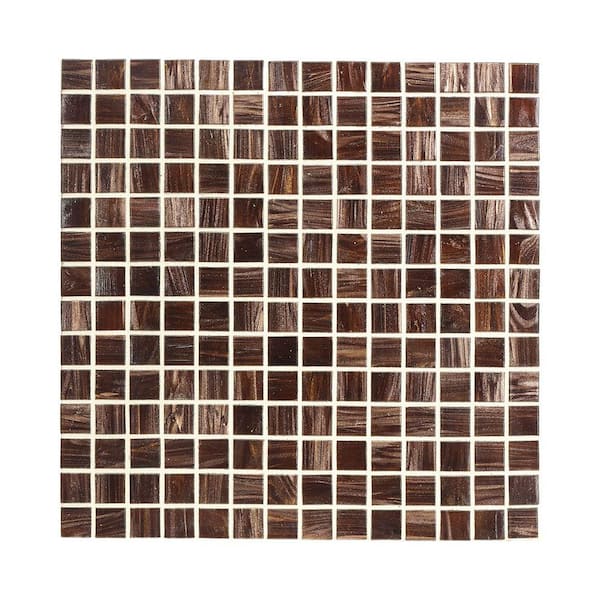 Jeffrey Court Sasparilla Brown 12 in. x 12 in. Glossy Glass Mosaic Tile (1 sq. ft./Each)