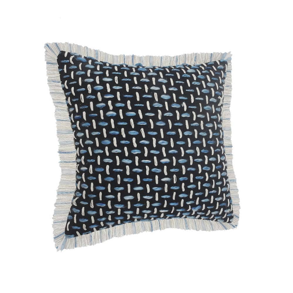 Modern Interwoven Square Throw Pillow Set - Black, Blue, White