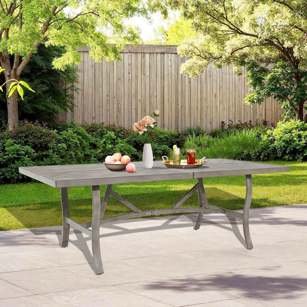 Ellis 84 in. x 40 in. Rectangular Aluminum Outdoor Dining Table with Umbrella Hole
