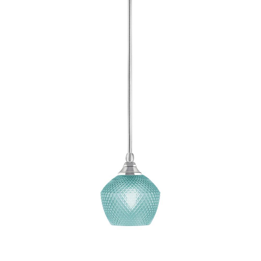 Sparta 100-Watt 1-Light Chrome Shaded Pendant Light Mini Pendant with Turqu