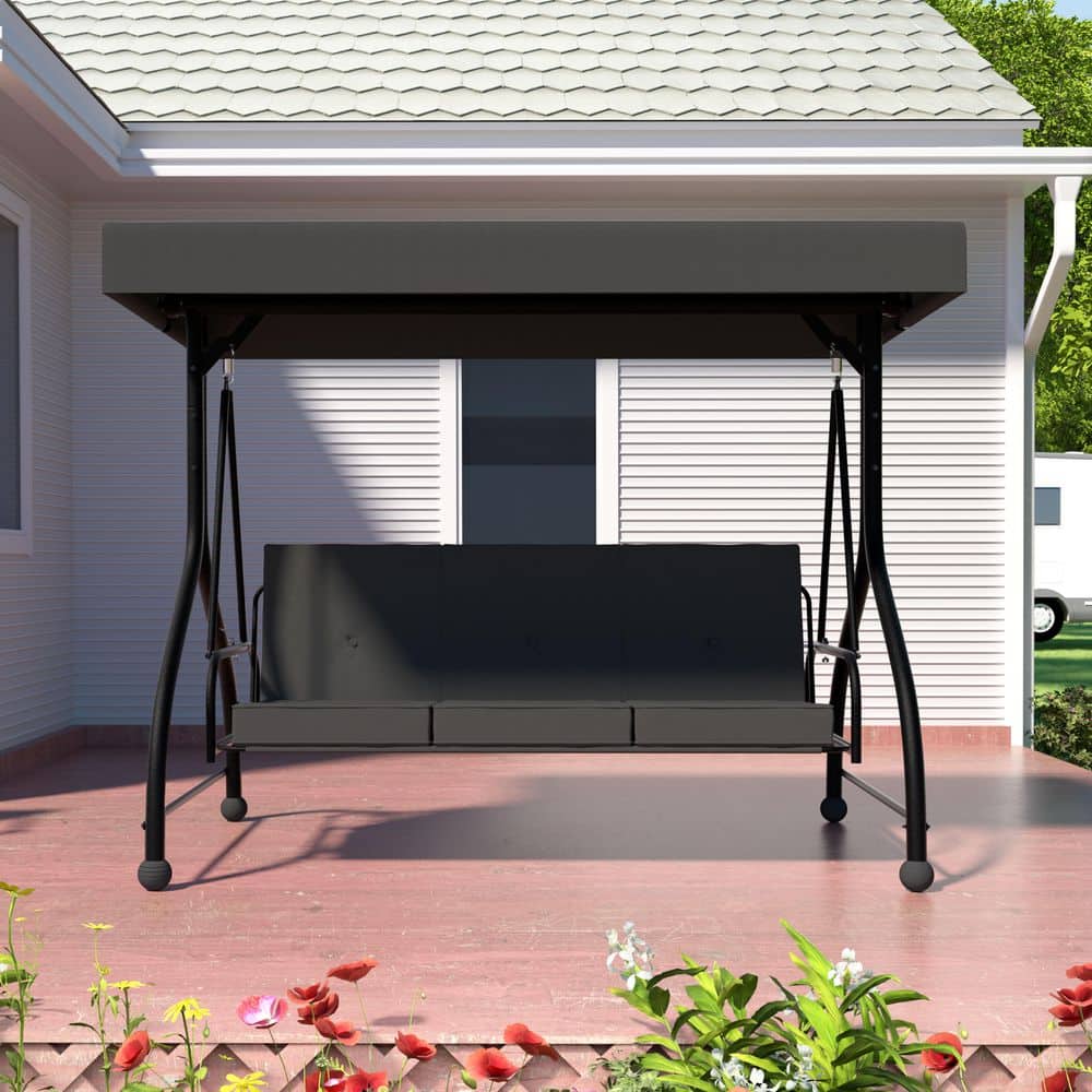 置物 g's hako VEIKOUS 3-Person Metal Outdoor Patio Swing Chair with