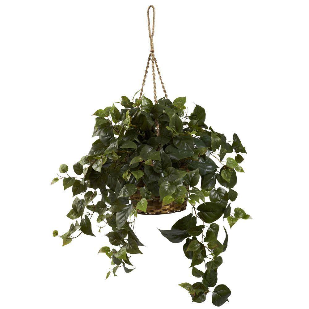 Nearly Natural Philo Hanging Basket 6736 The Home Depot