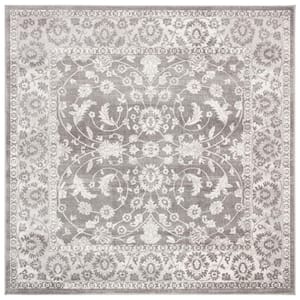 Brentwood Cream/Gray Doormat 3 ft. x 3 ft. Square Border Floral Area Rug