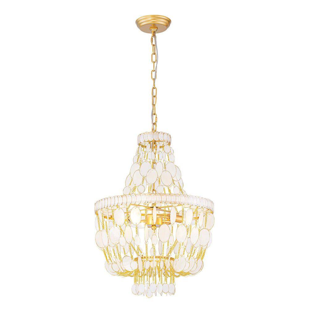 Valentina 3-Light 16-in Coastal Brass Shell Chandelier with White Capiz Style Hanging Discs Adjustable Pendant price history on PriceWatchPro