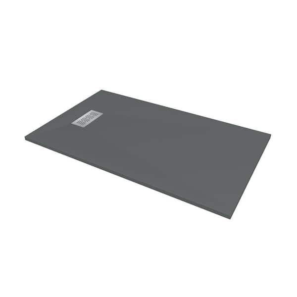 36 in. W x 60 in. L x 1.125 in. H Alcove Solid Composite Stone Shower Pan Base with L/R Drain in Graphite Sand