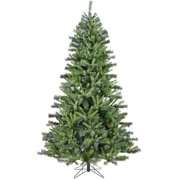 Christmas Time 7.5 ft. Prelit Norway Pine Artificial Christmas Tree w/ Multi-Color LED String Lights, High Quality PVC