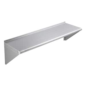 14 in. x 48 in. Stainless Steel Shelf, Wall Mounted Floating Shelving with Brackets, 350 lbs. Load Capacity.Silver.